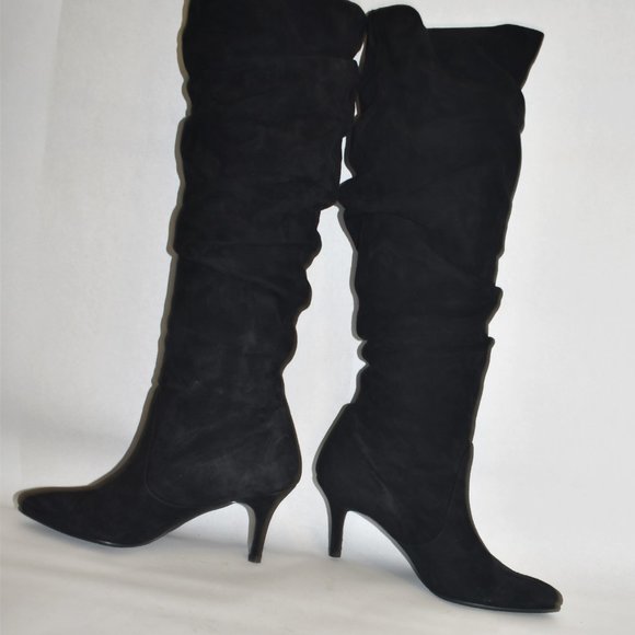 STUART WEITZMAN Lafayette Slouch Boot OVER THE KNEE SUEDE BLACK 5.5 (P4) - Picture 9 of 13